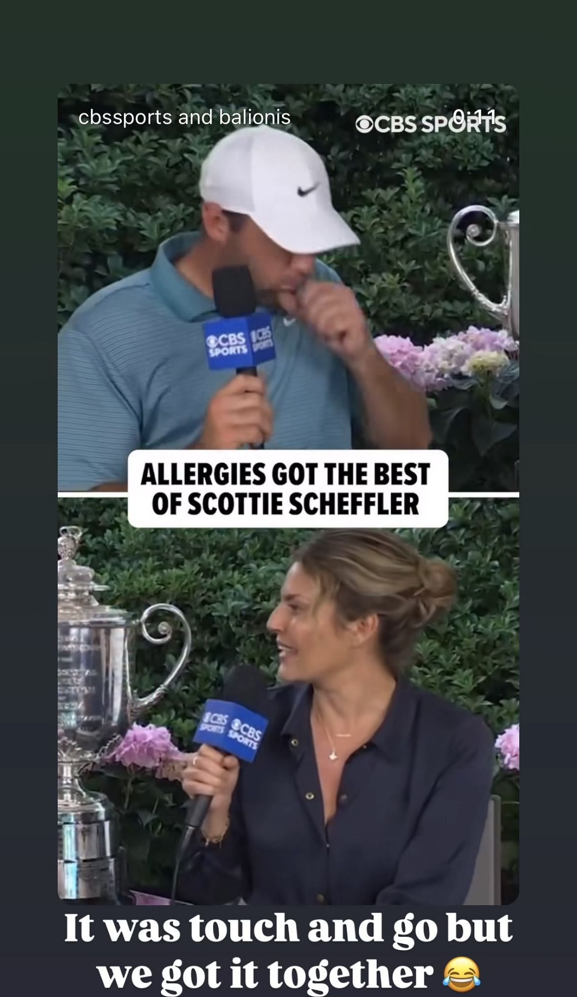 Still taken from CBS Sports Reporter Amanda Balionis’ Instagram Story_Image Source: Instagram/@balionis